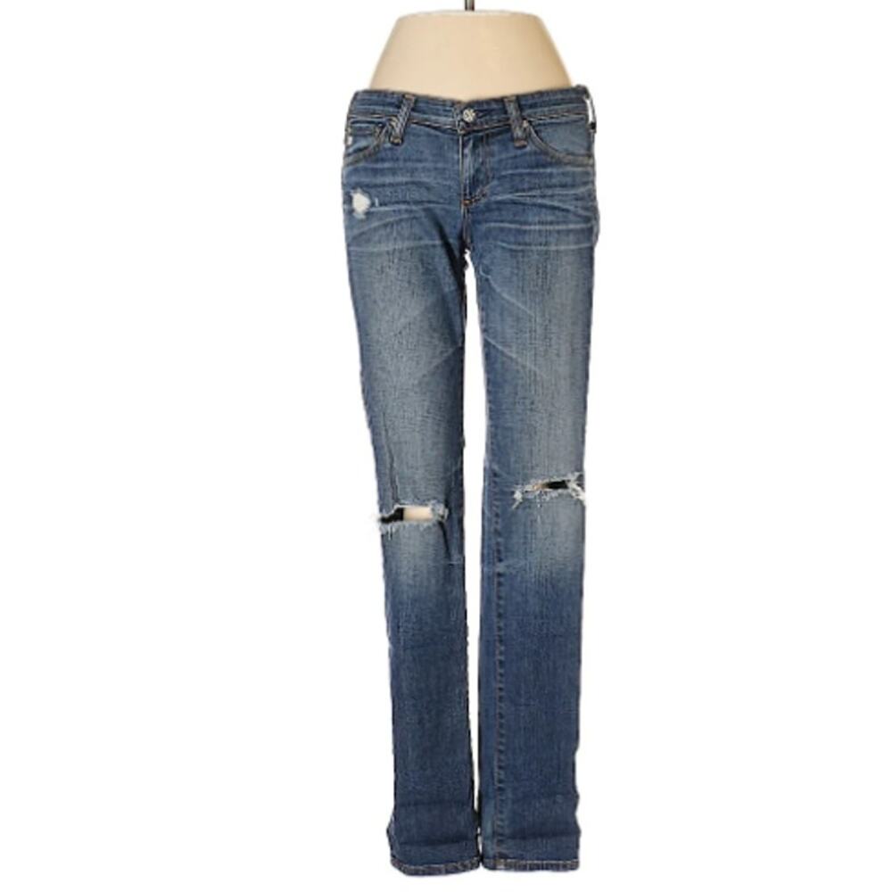 Adriano Goldschmied The Stilt Cigarette Leg Distress Women's Blue Jeans Size 25R